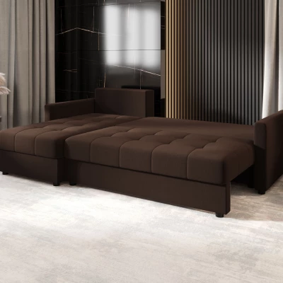 Rozkládací sedací souprava ADELINDE - tmavě hnědá, levý roh