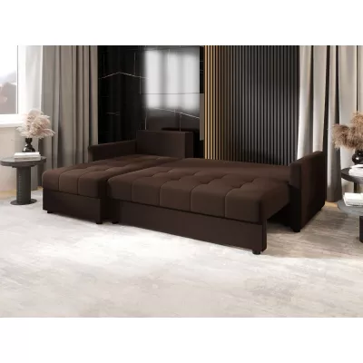 Rozkládací sedací souprava ADELINDE - tmavě hnědá, levý roh