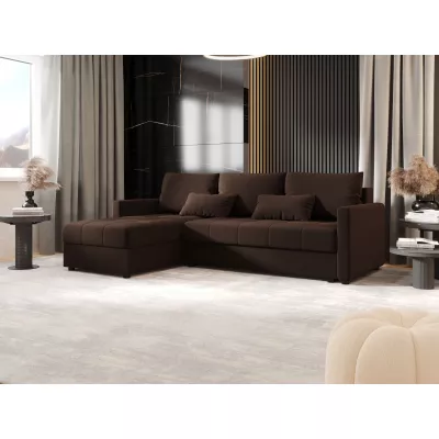 Rozkládací sedací souprava ADELINDE - tmavě hnědá, levý roh