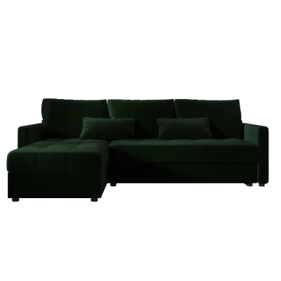Rozkládací sedací souprava ADELINDE - tmavě zelená, levý roh