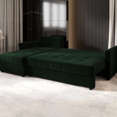 Rozkládací sedací souprava ADELINDE - tmavě zelená, levý roh