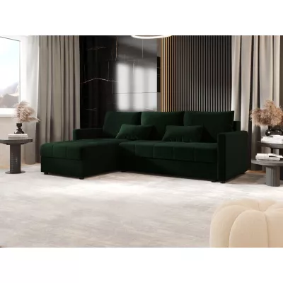 Rozkládací sedací souprava ADELINDE - tmavě zelená, levý roh