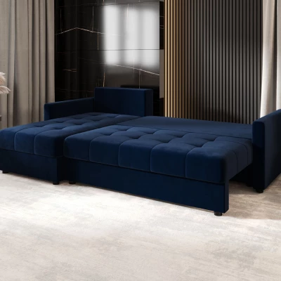 Rozkládací sedací souprava ADELINDE - tmavě modrá, levý roh