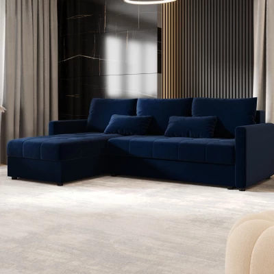 Rozkládací sedací souprava ADELINDE - tmavě modrá, levý roh