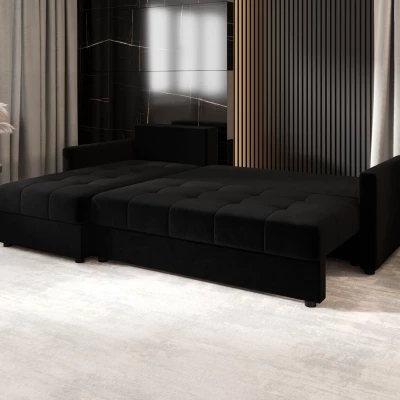 Rozkládací sedací souprava ADELINDE - černá 2, levý roh