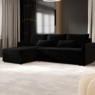 Rozkládací sedací souprava ADELINDE - černá 2, levý roh