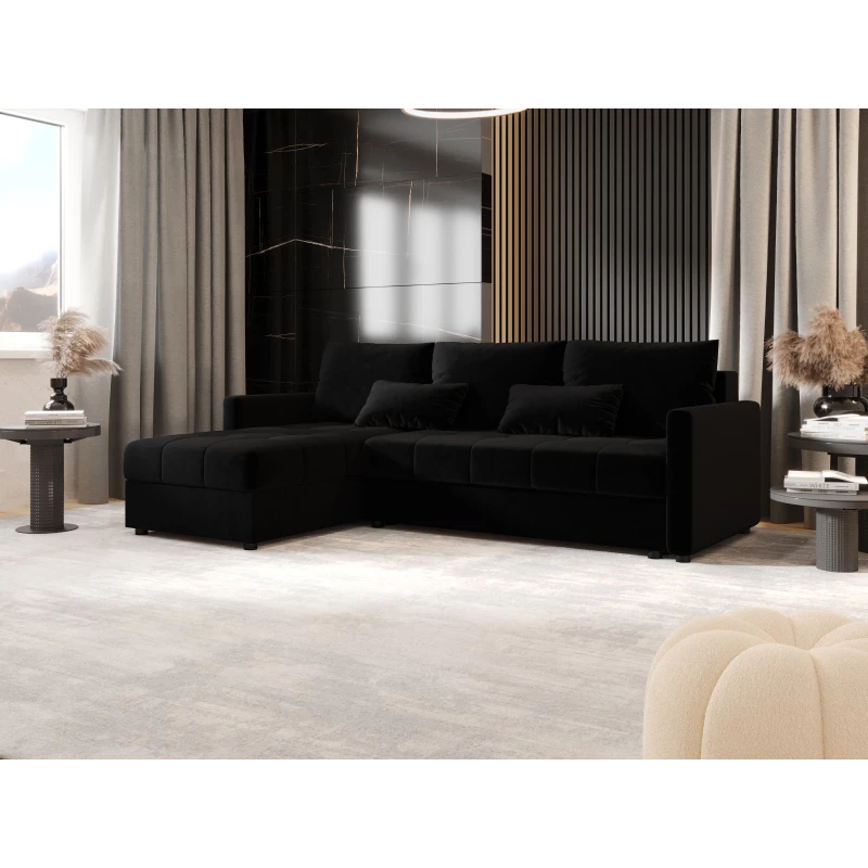 Rozkládací sedací souprava ADELINDE - černá 2, levý roh