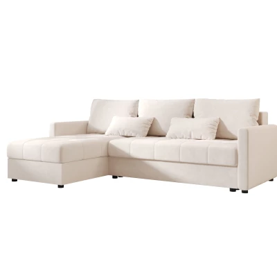 Rozkládací sedací souprava ADELINDE - krémová, levý roh