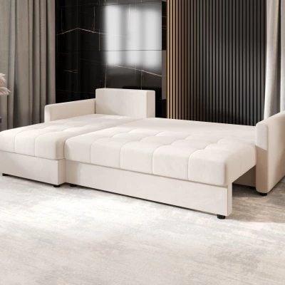 Rozkládací sedací souprava ADELINDE - krémová, levý roh