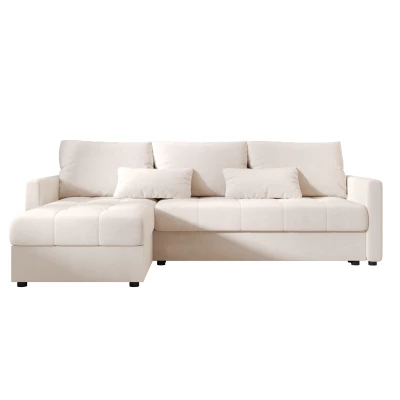 Rozkládací sedací souprava ADELINDE - krémová, levý roh