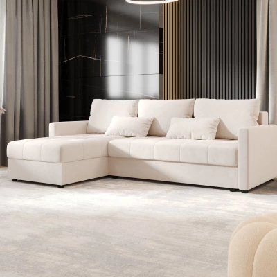 Rozkládací sedací souprava ADELINDE - krémová, levý roh