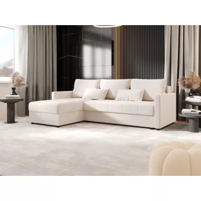 Rozkládací sedací souprava ADELINDE - krémová, levý roh