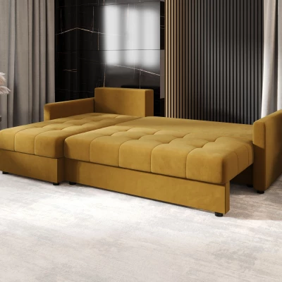 Rozkládací sedací souprava ADELINDE - hořčicová, levý roh