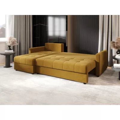 Rozkládací sedací souprava ADELINDE - hořčicová, levý roh