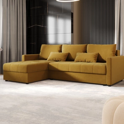 Rozkládací sedací souprava ADELINDE - hořčicová, levý roh