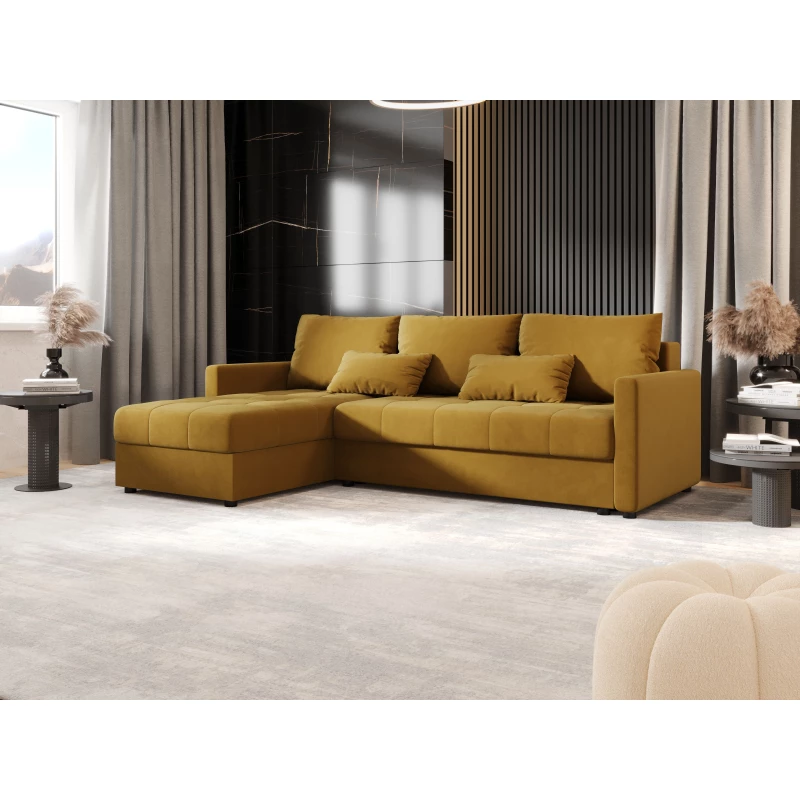 Rozkládací sedací souprava ADELINDE - hořčicová, levý roh