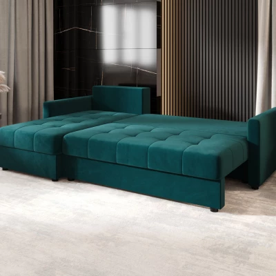 Rozkládací sedací souprava ADELINDE - petrolejová, levý roh