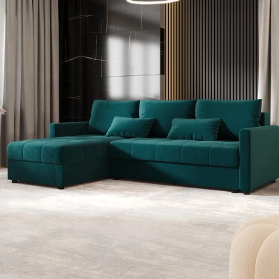 Rozkládací sedací souprava ADELINDE - petrolejová, levý roh