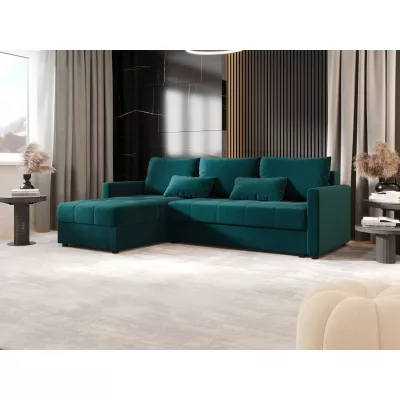 Rozkládací sedací souprava ADELINDE - petrolejová, levý roh