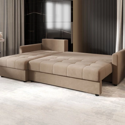 Rozkládací sedací souprava ADELINDE - hnědá, levý roh