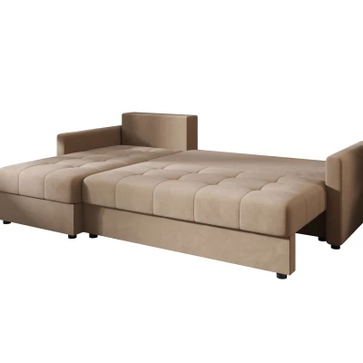 Rozkládací sedací souprava ADELINDE - hnědá, levý roh