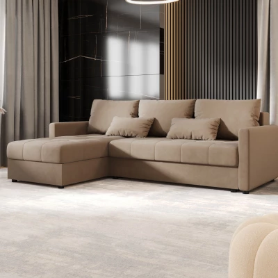 Rozkládací sedací souprava ADELINDE - hnědá, levý roh