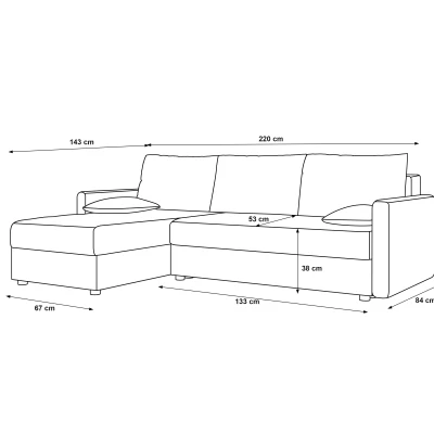 Rozkládací sedací souprava ADELINDE - hnědá, levý roh