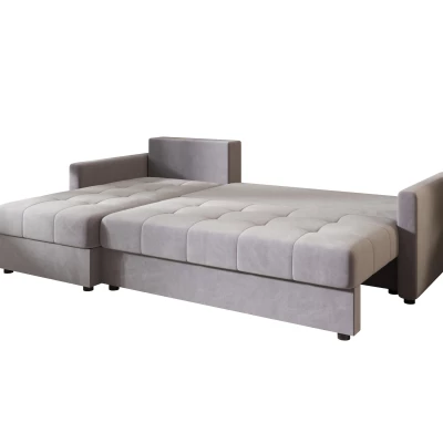 Rozkládací sedací souprava ADELINDE - světle šedá, levý roh