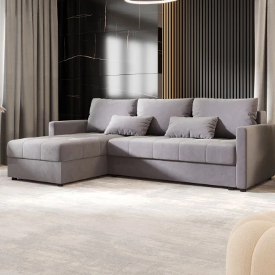 Rozkládací sedací souprava ADELINDE - světle šedá, levý roh