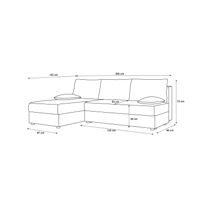 Rozkládací rohová sedačka ADELINDE - šedá, pravý roh