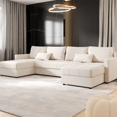 Rozkládací sedací souprava do U ADELINDE - smetanová