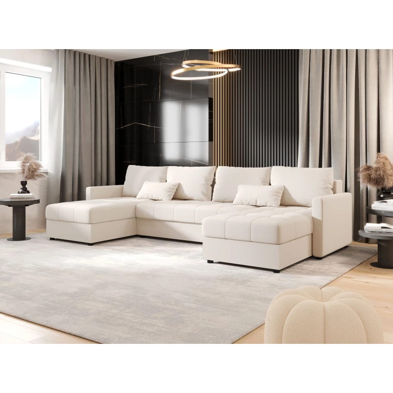 Rozkládací sedací souprava do U ADELINDE - smetanová