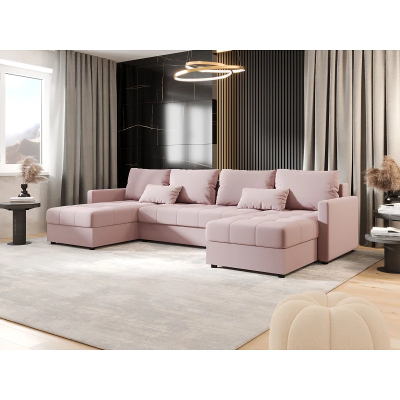 Rozkládací sedací souprava do U ADELINDE - růžová