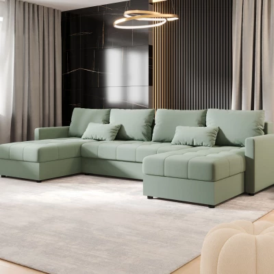 Rozkládací sedací souprava do U ADELINDE - zelená