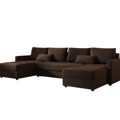 Rozkládací sedací souprava do U ADELINDE - tmavě hnědá