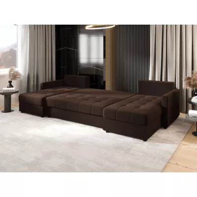 Rozkládací sedací souprava do U ADELINDE - tmavě hnědá