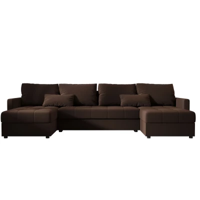 Rozkládací sedací souprava do U ADELINDE - tmavě hnědá