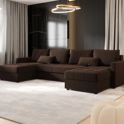 Rozkládací sedací souprava do U ADELINDE - tmavě hnědá