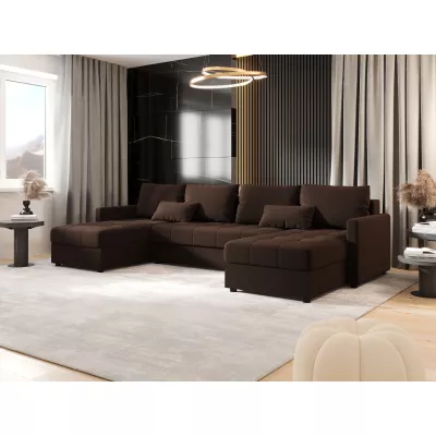 Rozkládací sedací souprava do U ADELINDE - tmavě hnědá