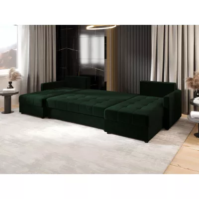 Rozkládací sedací souprava do U ADELINDE - tmavě zelená