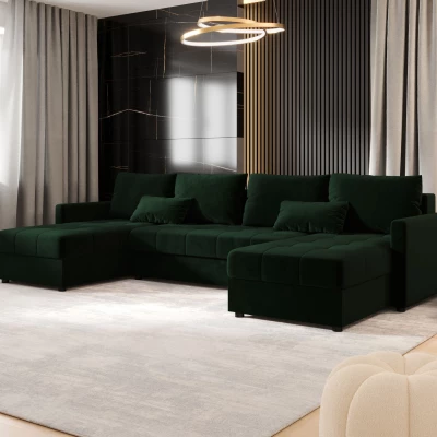 Rozkládací sedací souprava do U ADELINDE - tmavě zelená