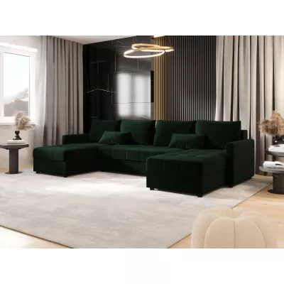 Rozkládací sedací souprava do U ADELINDE - tmavě zelená