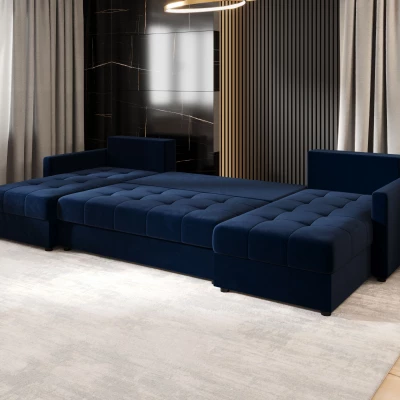 Rozkládací sedací souprava do U ADELINDE - tmavě modrá