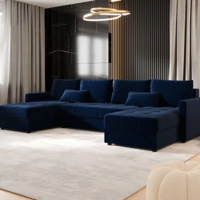 Rozkládací sedací souprava do U ADELINDE - tmavě modrá