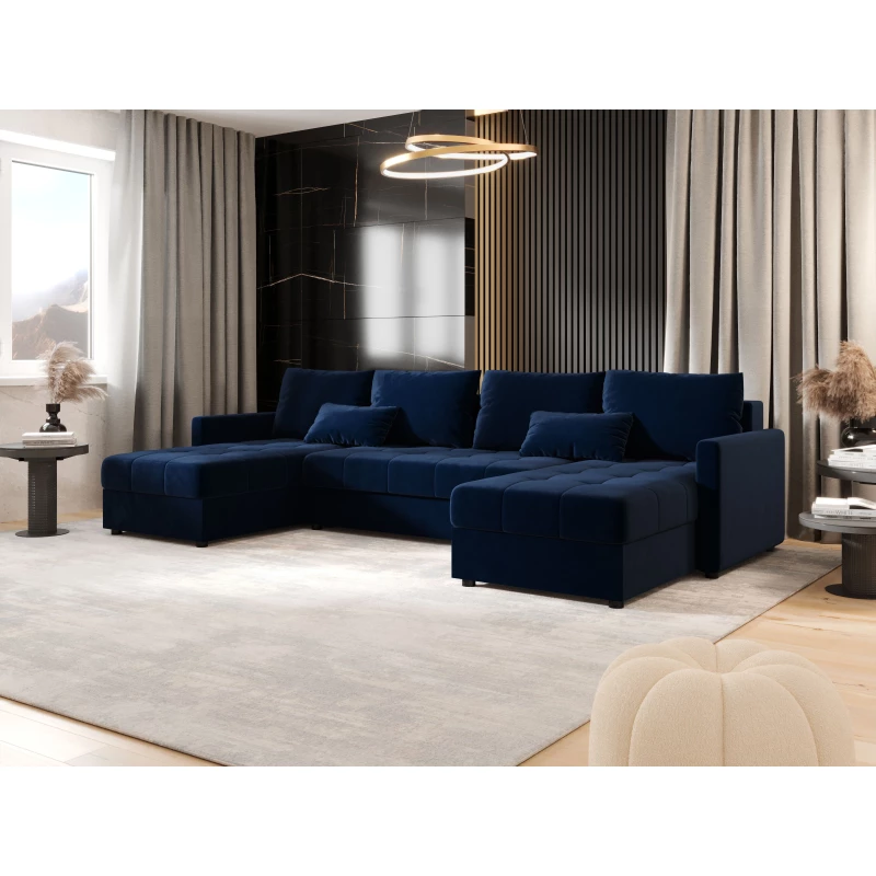 Rozkládací sedací souprava do U ADELINDE - tmavě modrá