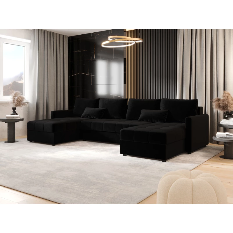 Rozkládací sedací souprava do U ADELINDE - černá 2