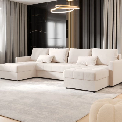 Rozkládací sedací souprava do U ADELINDE - krémová