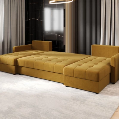 Rozkládací sedací souprava do U ADELINDE - hořčicová