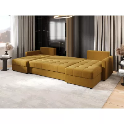 Rozkládací sedací souprava do U ADELINDE - hořčicová