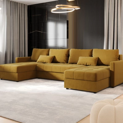 Rozkládací sedací souprava do U ADELINDE - hořčicová